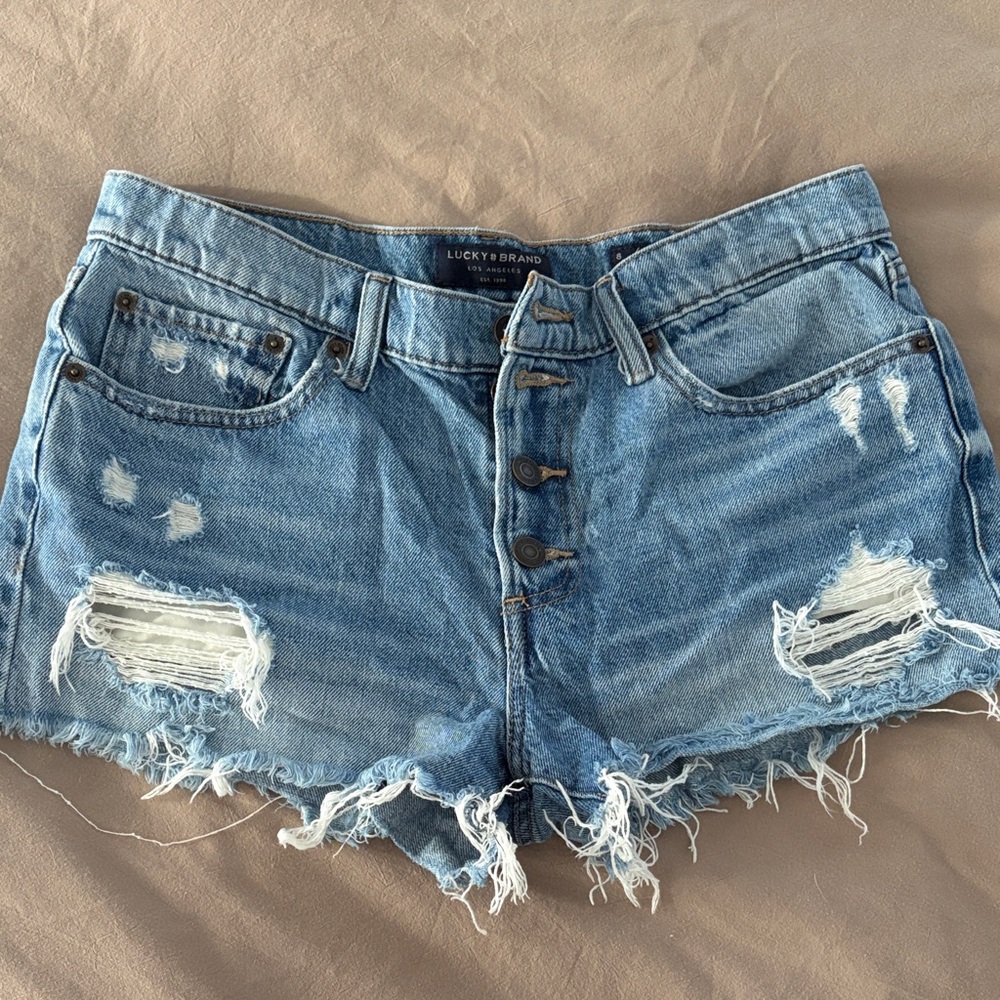 Lucky Brand Light Blue Distressed Jean Shorts